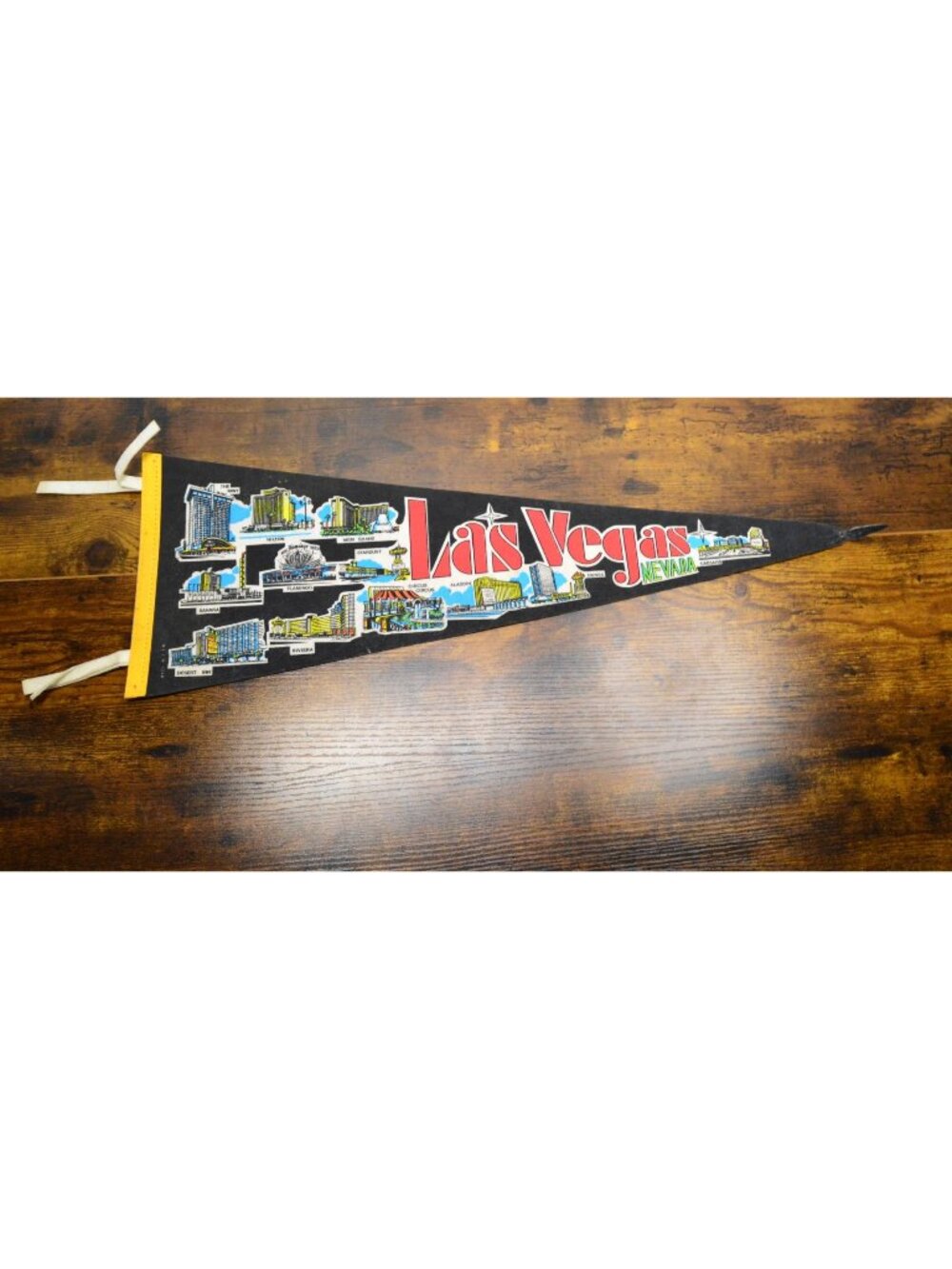Vintage Las Vegas, Nevada pennant 26 inches damaged tip